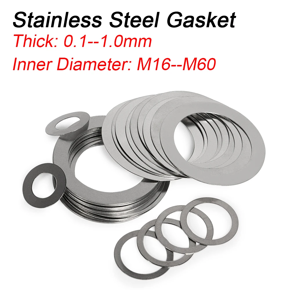 M16-M60 Shim Stainless Steel Ultra Thin Adjusting Flat Washer High precision Axle Bearing Spacer Gasket Thick 0.1 0.2 0.3 0.5 1.