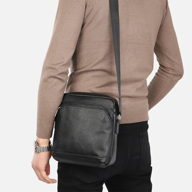 

Мужская сумка через плечо из натуральной кожи — маленькая деловая сумка-мессенджер, легкая сумка через плечо вместимости для прогулок