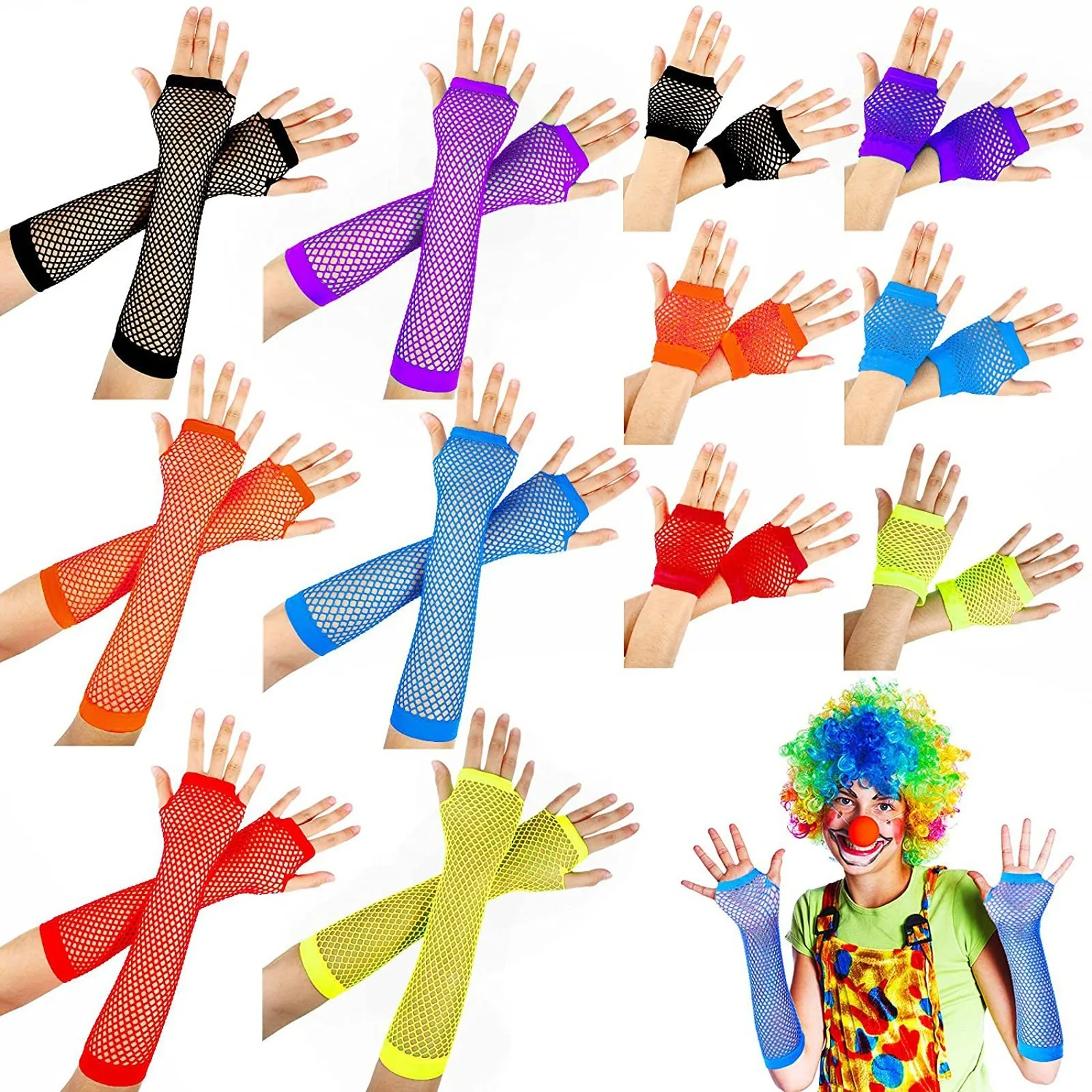 Sexy Women Gloves Hollow Out Holes Fashion Punk Goth Ladies Disco Dance Costume Fingerless Mesh Long Fingerless Gloves Mittens