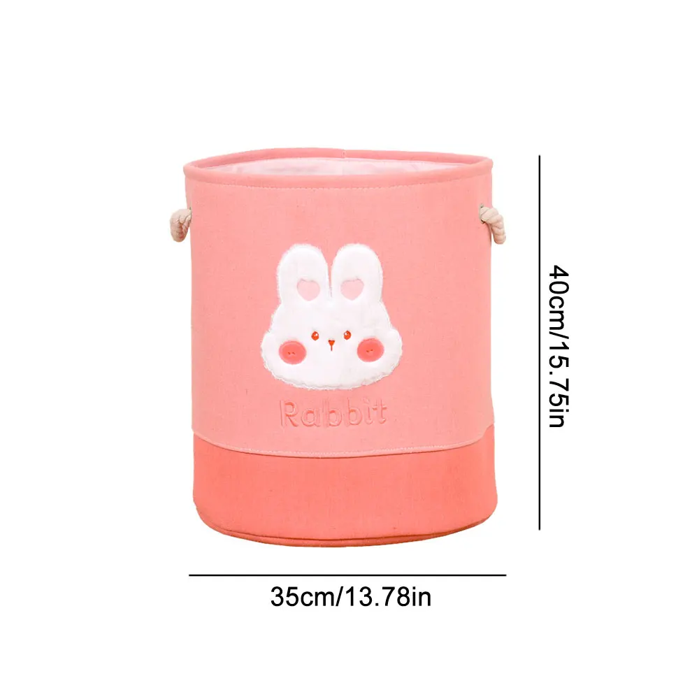 Pink Cartoon Rabbit Laundry Basket Large Capacity Storage Basket Folding Fabric Nursery Hamper for Girls Bedroom Toys Organizer