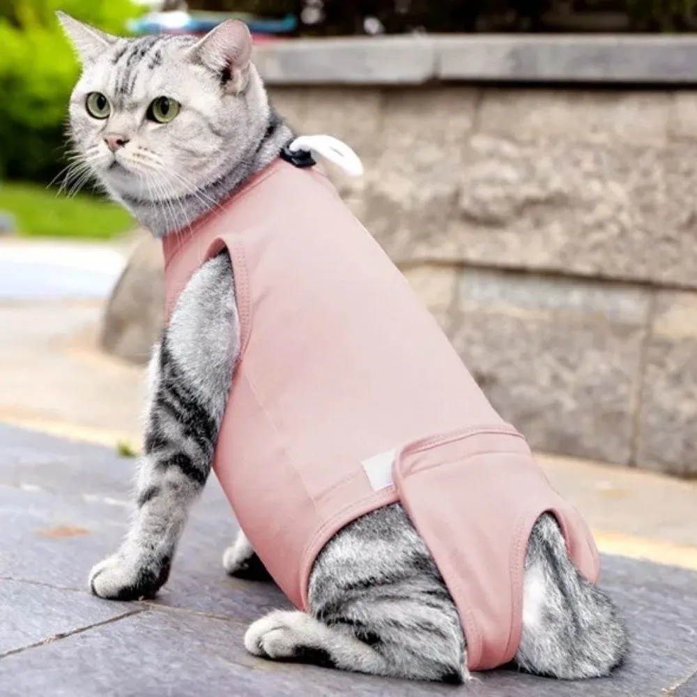

Elastic Cat Recovery Suit Washable Soft Breathable Anti-Licking Bodysuit Protective Adjustable Pet Jumpsuit Cat Weaning