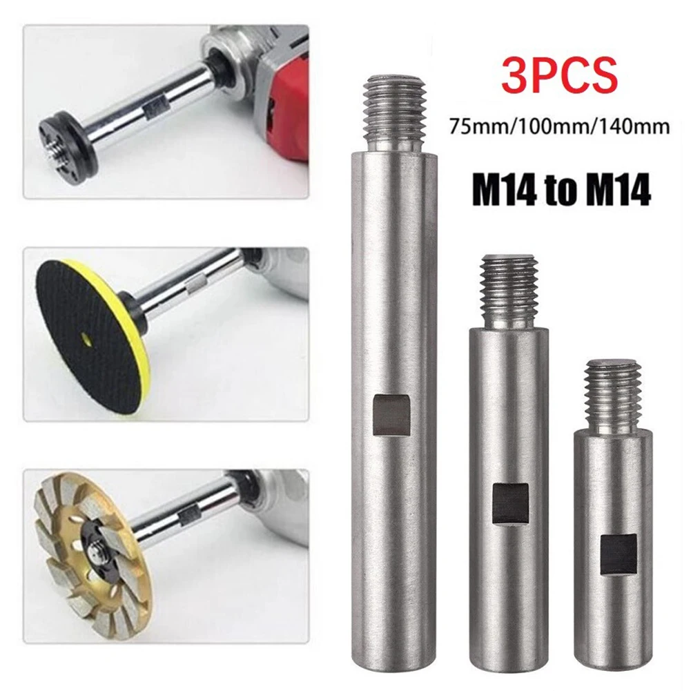 

3pcs 75/100/140mm Aluminum Alloy Extension Connecting Rod For M14-Angle Grinder Thread Adapter Rod Power Tool Accessories