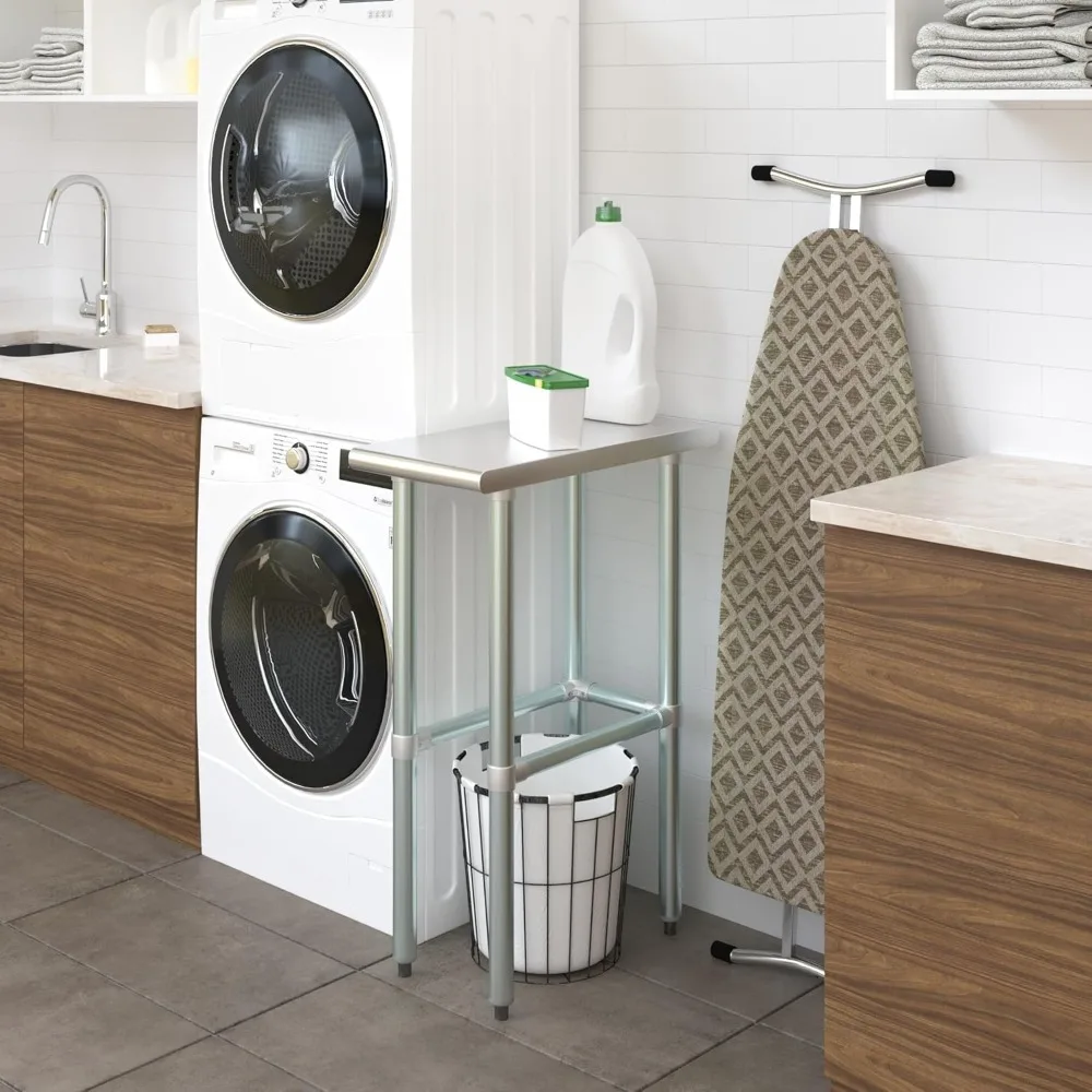 جزيرة مطبخ من الفولاذ المقاوم للصدأ لإعداد الطعام وأعمال المرافق، مقعد غسيل ومرآب معتمد من NSF مقاس 12 × 24 بوصة