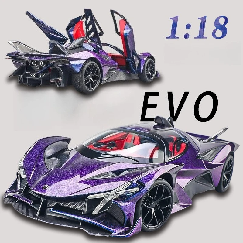 

1:18 Project EVO Sports car Diecast Car Metal Model With Light And Sound Car Alloy Toy Collection For Gifts