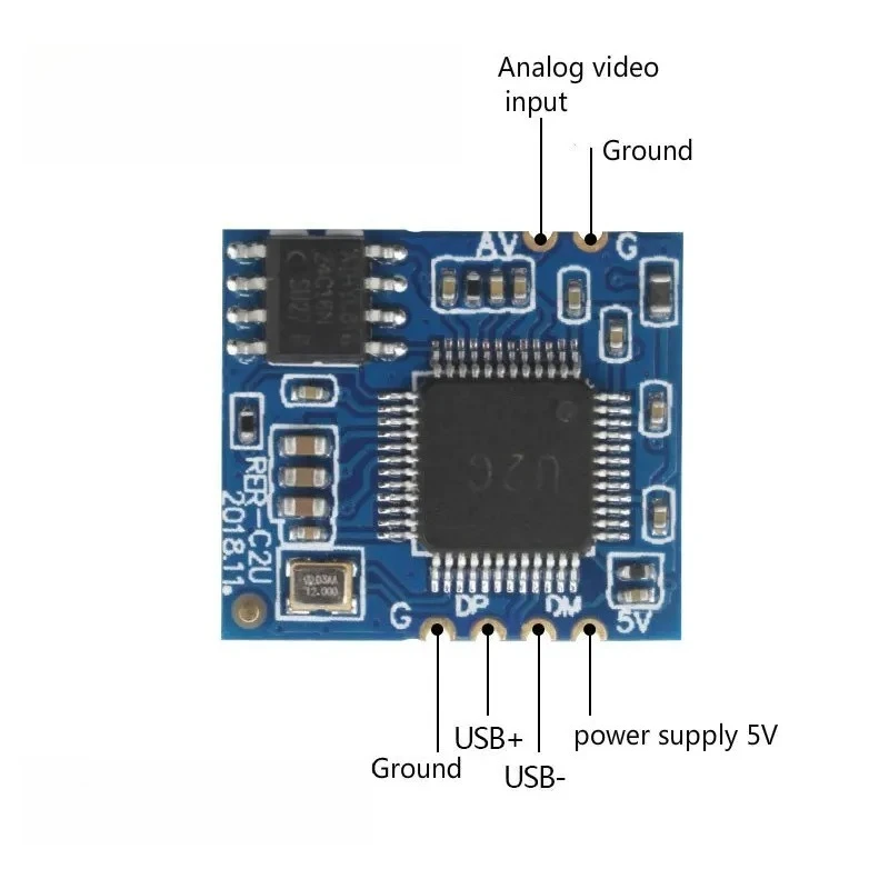 Analog AV Video to Digital USB Camera Module CVBS to USB Chip UVC Driver-free