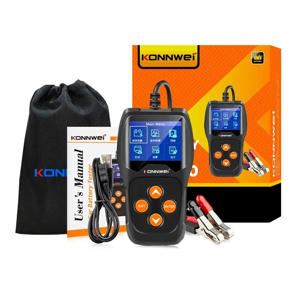 KONNWEI KW600 Car Battery Tester 12V 100 to 2000CCA 12 Volts Battery Tools for the Car Quick Cranking Charging Diagnostic