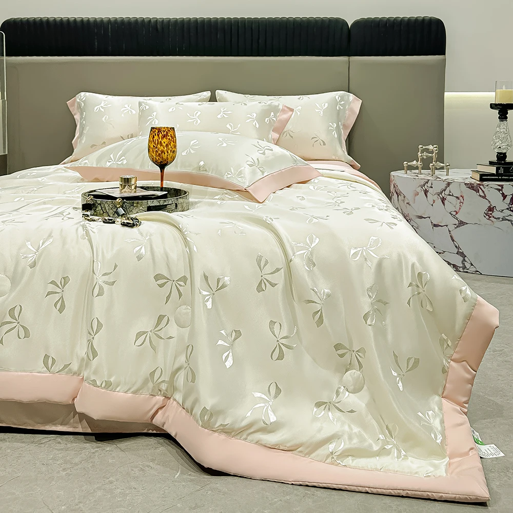 Duvet Cover Bedding Set Twin Queen King Size 135x200 Nordic Quilt Cover 240x220 Double Single Bow Jacquard Bed Linen 200x200