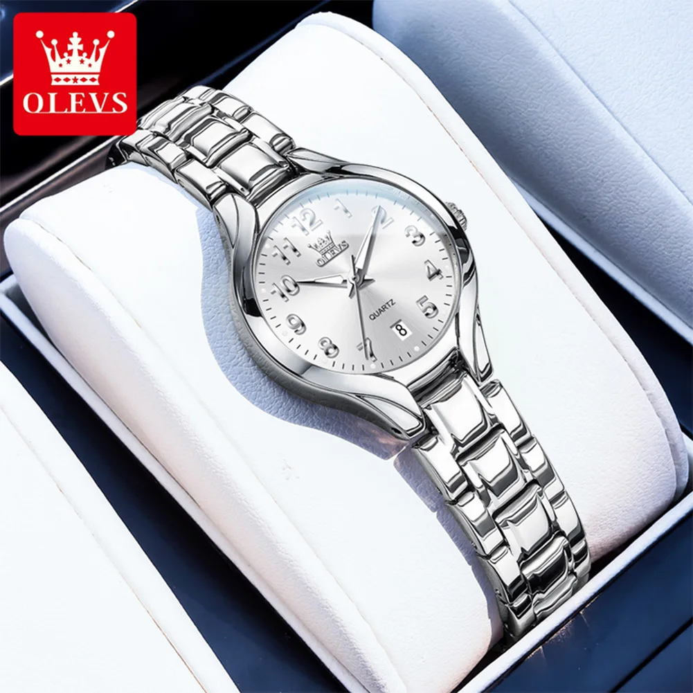 OLEVS 3650 Luxury Original Brand Women's Quartz Wristwatch Luminous Steel Strap Date Waterproof Ladies Watch Elegant