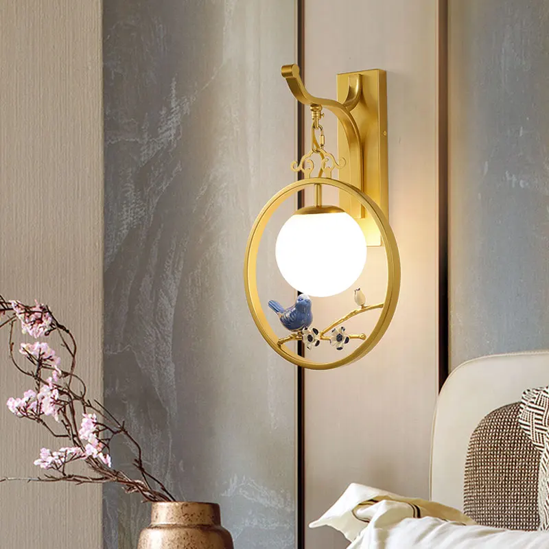 New Chinese Style Wall Lamps Originality Art Bird Design LED Wall Light Bedroom Bedside Table Study Restaurant Home Decor Lamps