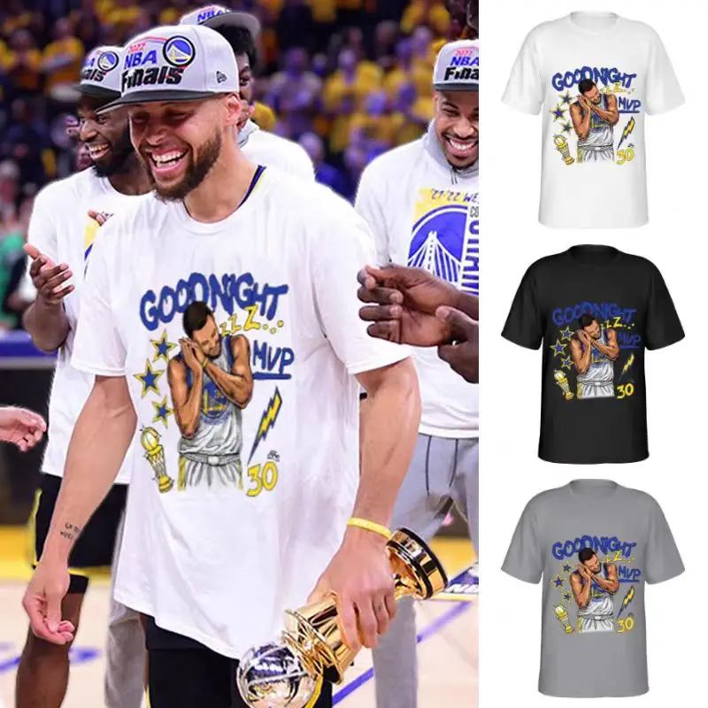 Warriors Champion Curry Goodnight Printed Cotton Casual Sports Men's and Women's Short sleeved T-shirt Breathable Children's Top