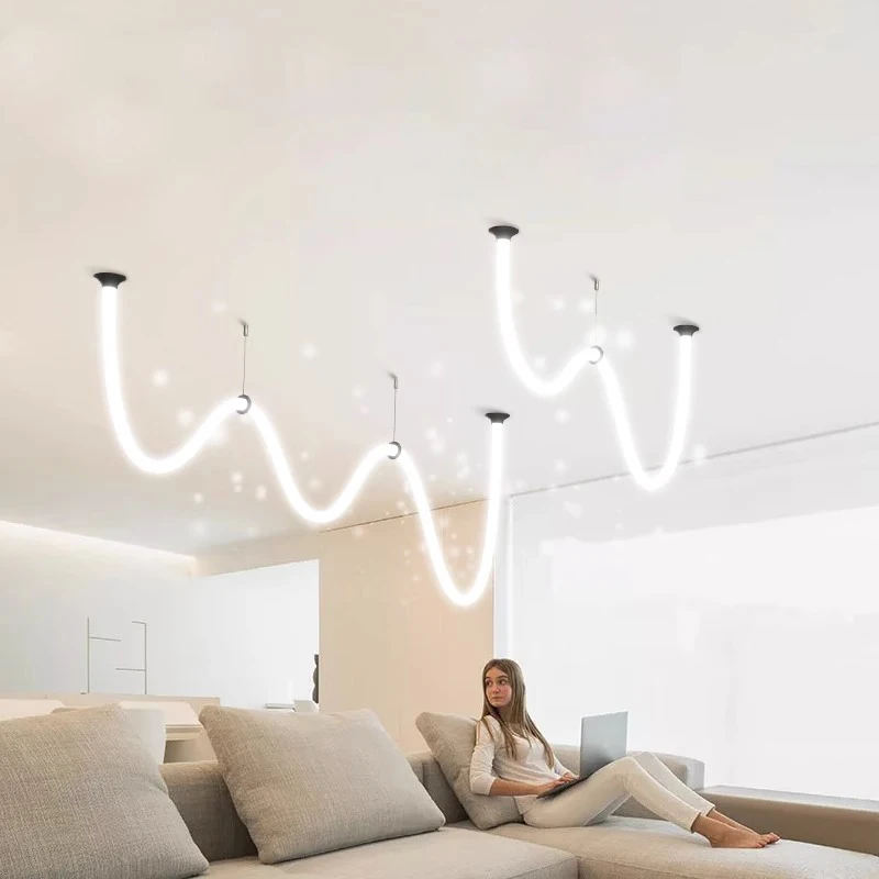 Lámpara de araña de techo Flexible para Bar y tienda, tubo mágico LED de diseño blanco, iluminación colgante, luminaria de suspensión, bricolaje