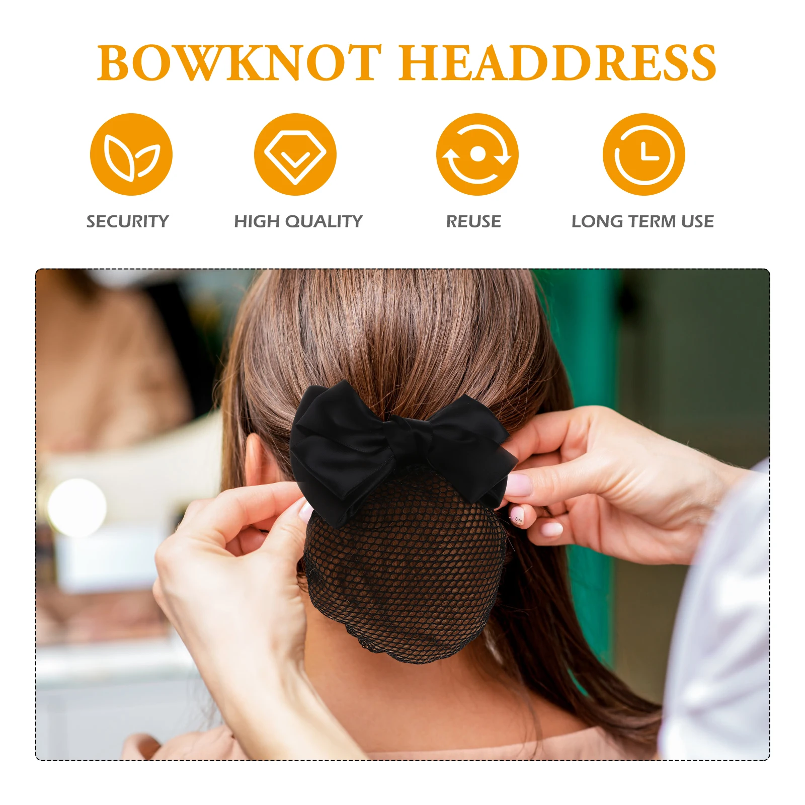 

1pc Butterfly Knot Hair Net Black Thick Mesh Bun Cover For Women Work Party Date Pearl Studded Snood Hairpin Elastic Hair Clip