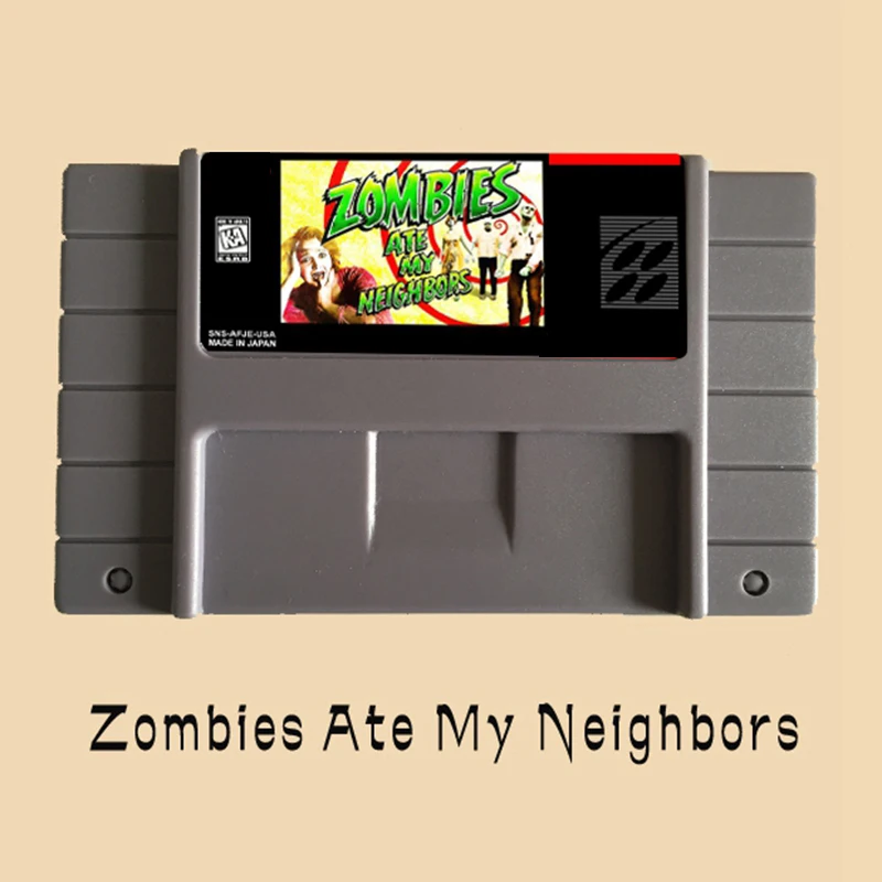 Hoge kwaliteit 16-bits zombies Ate My Neighbors NTSC Big Grey Game Card voor Amerikaanse versie Game Player