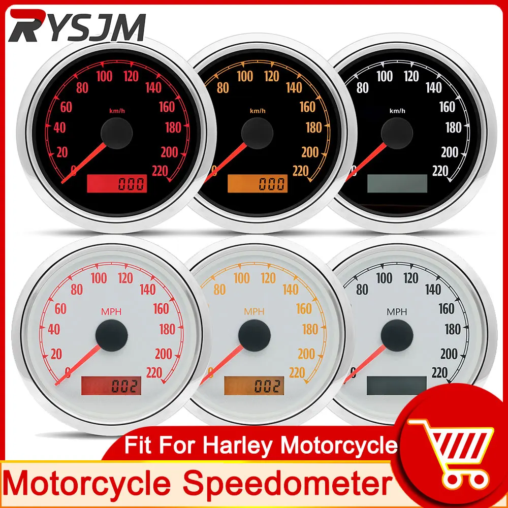 85MM Motorcycle Speedometer Odometer 12V Motorcycle Indicator Odometer 220 KM/H 220MPH Speedometer Meter Instrument 2 Colors