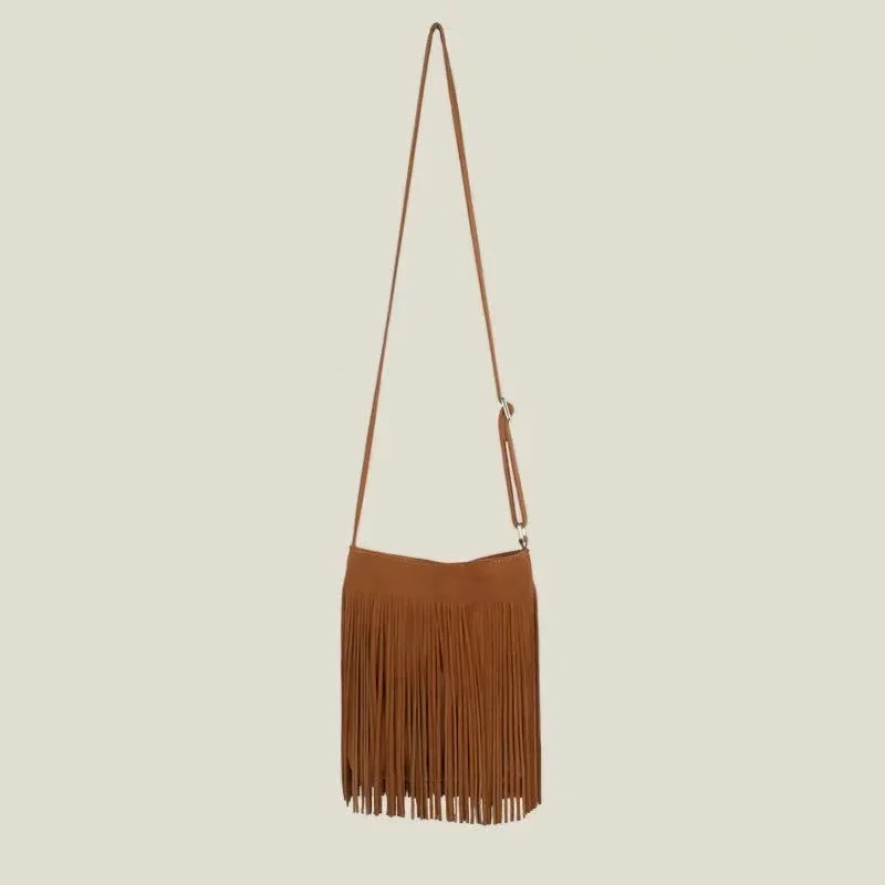 Spring Summer New Korean-style INS Vintage Tassel Bag High-end Matte Single-shoulder Bag Women's Crossbody Bag