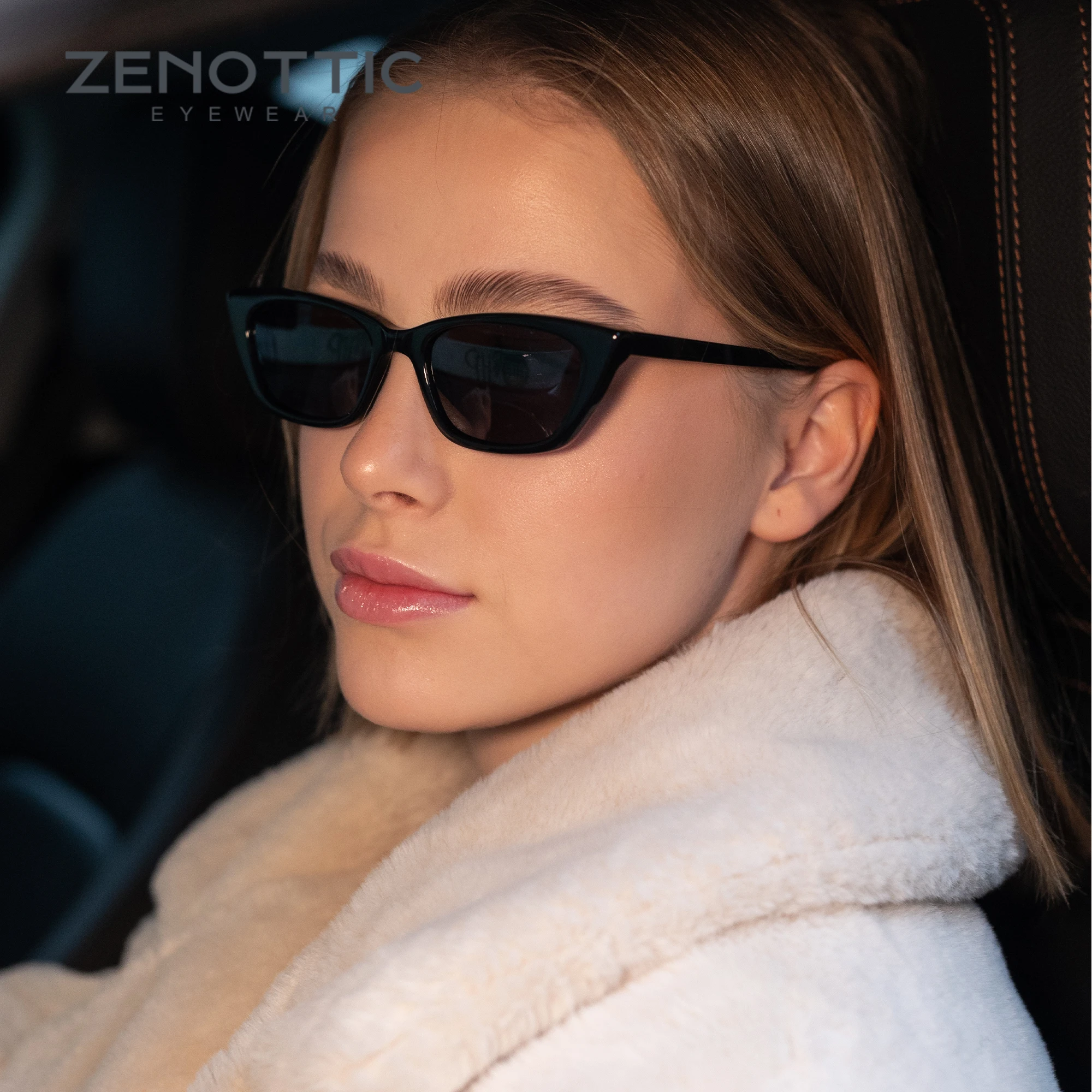 ZENOTTIC Retro kleine Cat Eye polarisierte Sonnenbrille handgefertigt reines Acetat Mode Damen Sonnenbrille Schatten – Detail 2
