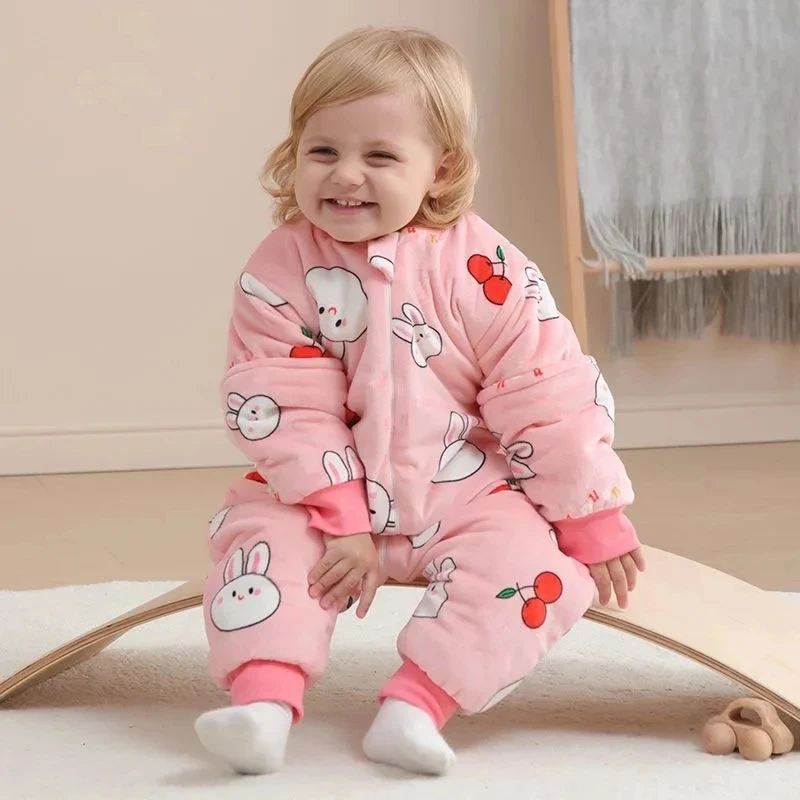 Autumn Winter Thicken Warm Baby Sleeping Bag Cartoon Style Cotton Split Leg Sleeping Bag Newborns Children Anti Kick Quilt