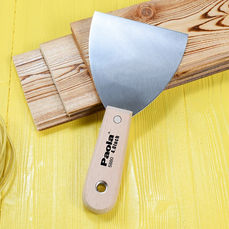 Paola wood handle putty knife 4-inch stainless steel scraper cleaning scraper