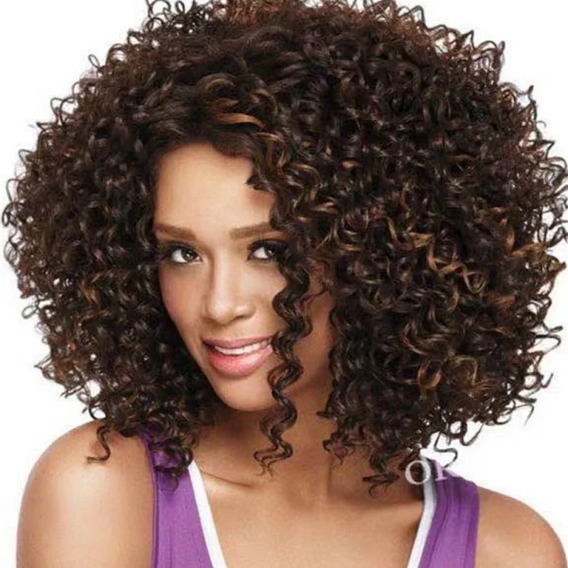 

Европейский и американский африканский черный маленький вьющийся парик с короткими волосами из высокотемпературного волокна, несколько цветов, доступны на складе