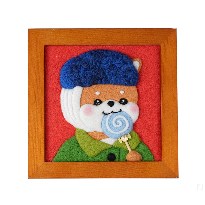 [YU]Wool Felt Poke And Poke Material Package Picture Frame Famous Painting Christmas Gift Handmade Diy Cartoon Rabbit Decoration
