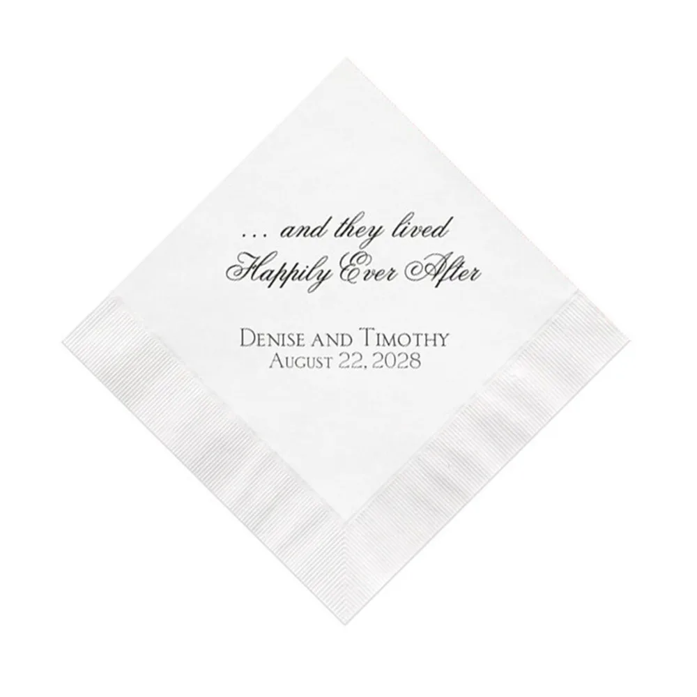 Happily Ever After Cinderella Wedding Napkins Personalized Set of 100 Fairy Tale Fairytale Cocktail Reception