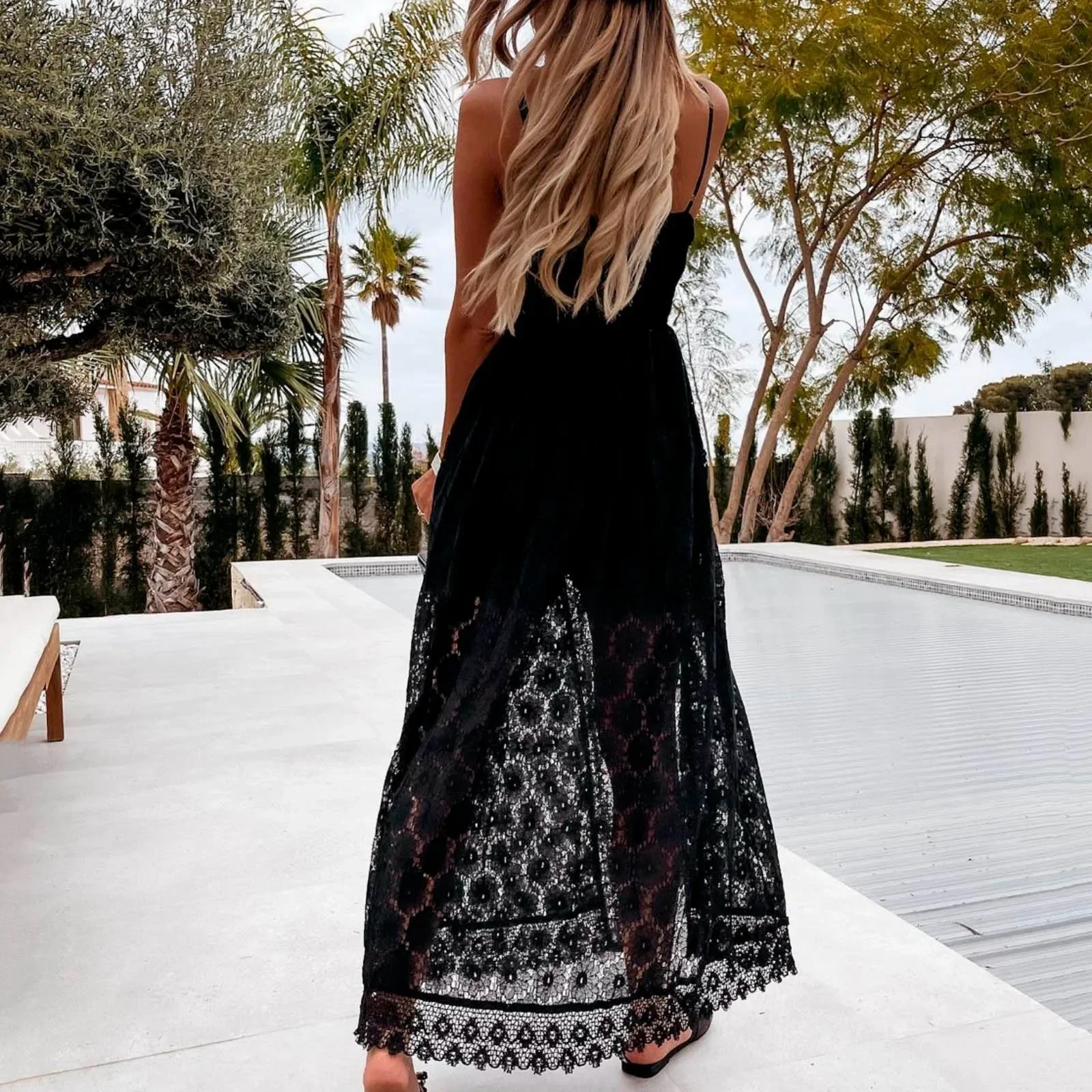 Sexy Boho Style Solid Lace Sling Cocktail Jumpsuits For Women Wedding Sleeveless Backless Hollow Bodysuits White Dresses