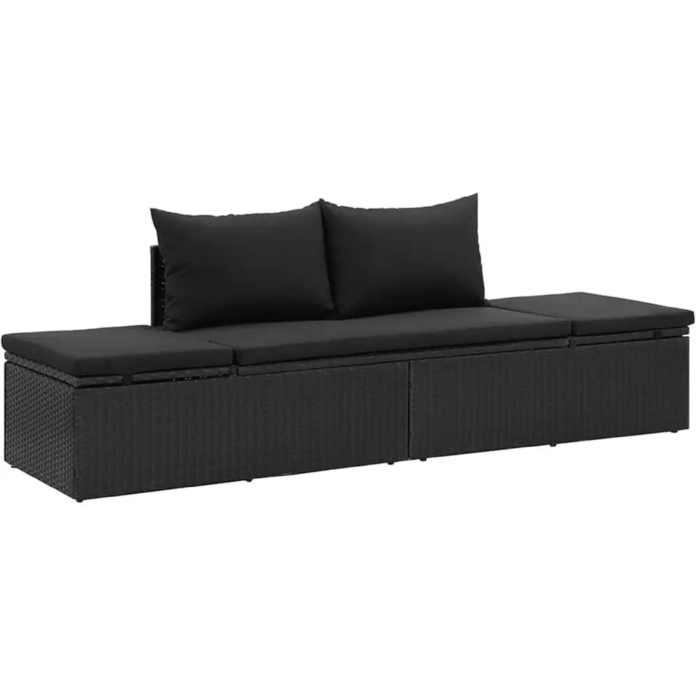 

Black Wicker Outdoor Sunbed with Fabric Cushions, 77 Length