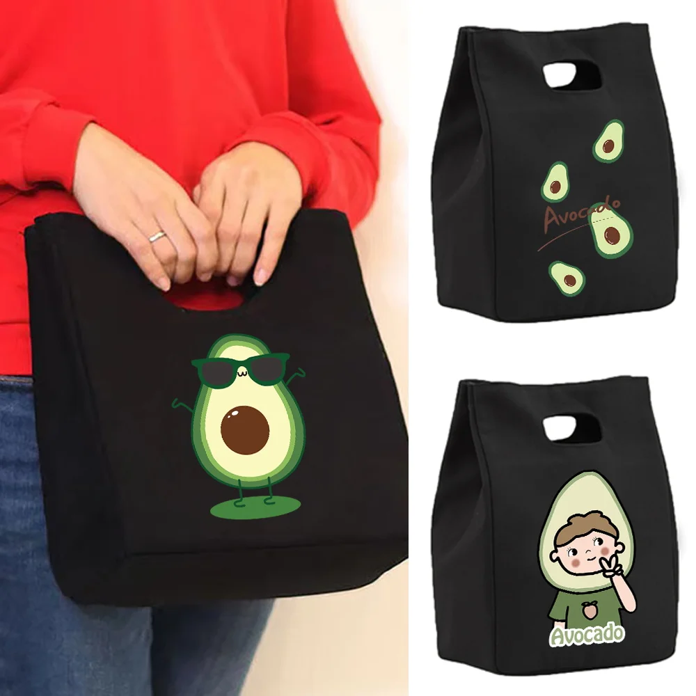 

Insulated Lunch Bag for Women's Kids Cooler Bag Portable Canvas Bento Tote Thermal School Picnic Storage Pouch Avocado Pattern