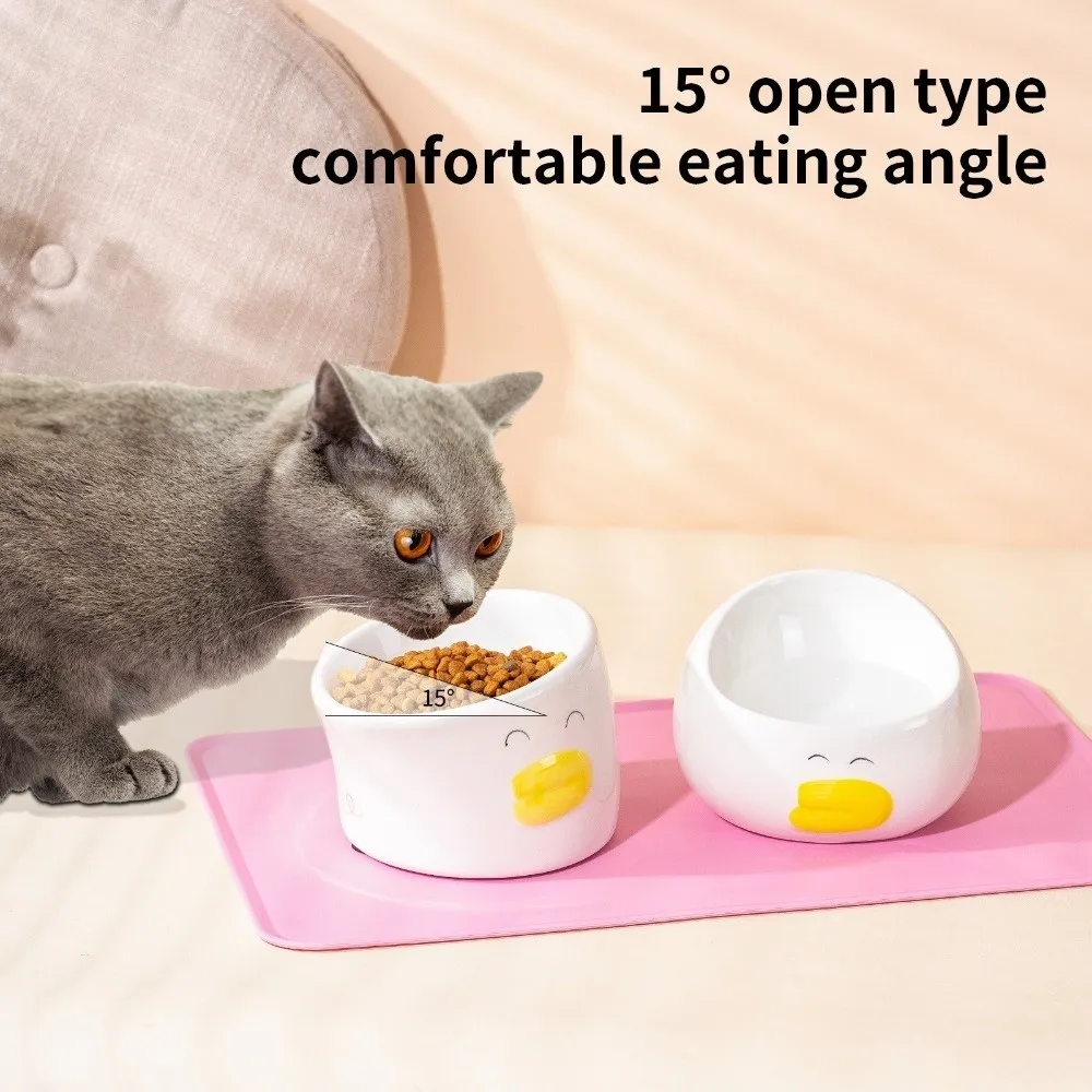 

Slanted Mouth Ceramic Cat Bowl Raised Design Anti Black Chin Dog Food Bowl Cartoon Non-Slip Creative Cat Bowl Pet Feeding