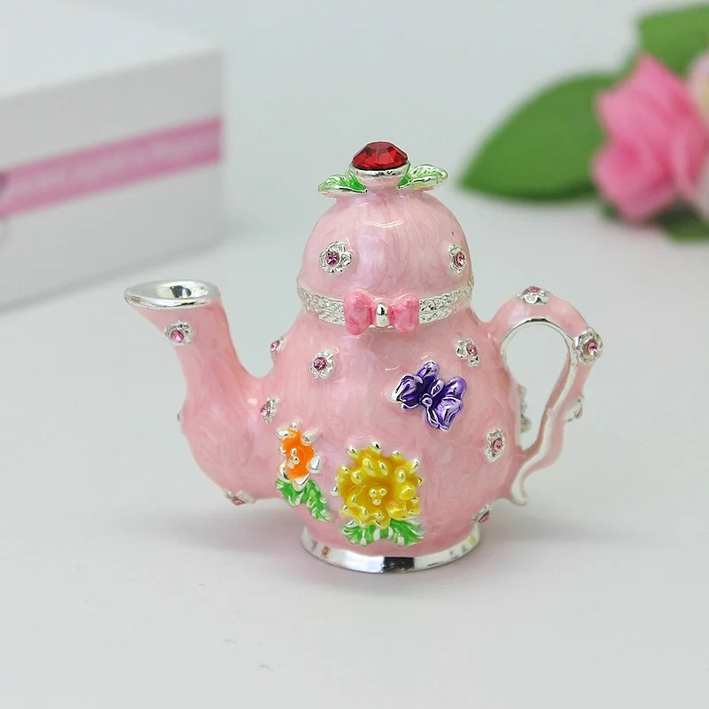 

SHINNYGIFTS розовый эмалированный чайник, Подарочная коробка для ювелирных изделий, свадебные подарки, цветок на чайник, коробка для безделушек