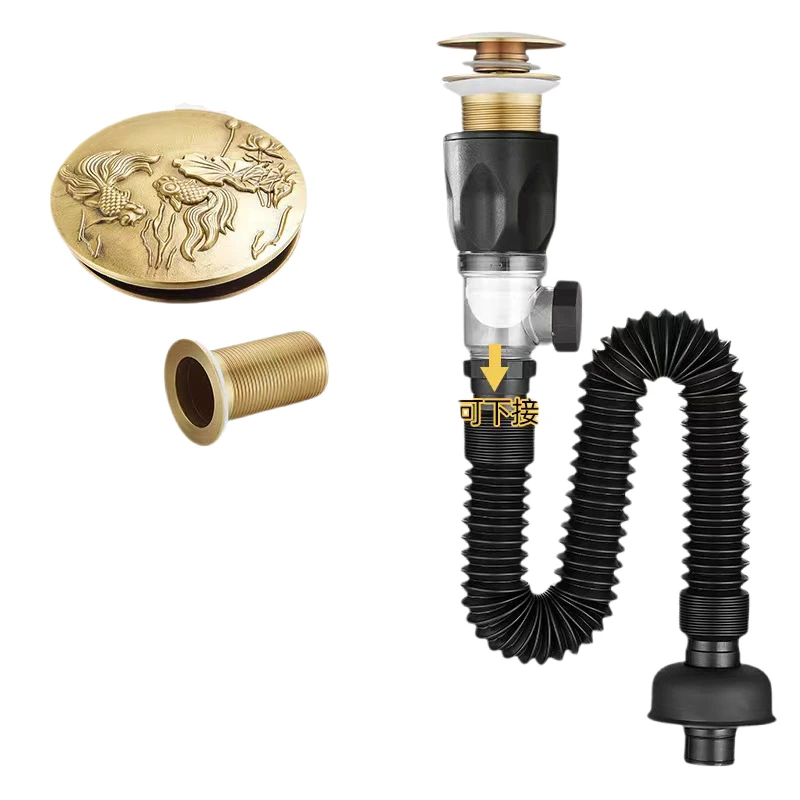 Ванная комната, туалет, раковина, раковина, поп-пробка, клик-клик, канцелярский элемент, черная античная латунь, резная защита от обратного запаха, слив для мусора Ванная комната, туалет, раковина, раковина, поп-пробка, клик-клик, канцелярский элемент, черная античная латунь, резная защита от обратного запаха, слив для мусора