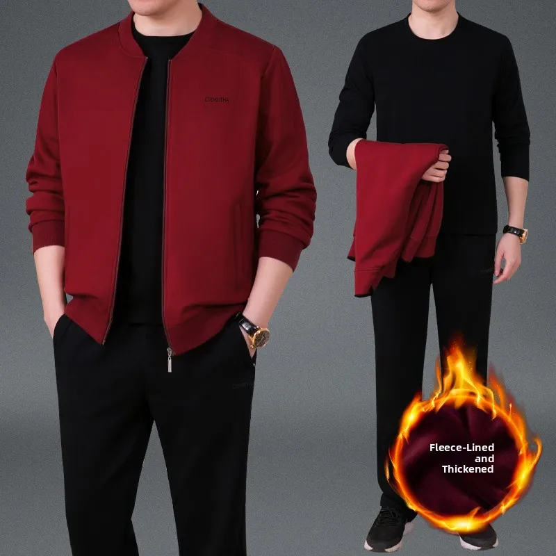 

Мужской спортивный костюм Thiened Fce: повседневная куртка и брюки с длинными рукавами для мужчин среднего и старшего возраста, весна-осень