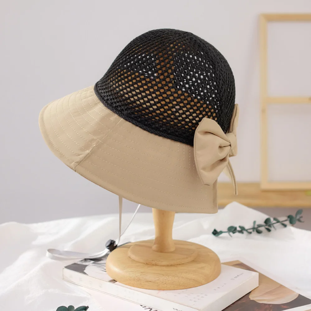 5 색 큰 뾰족한 양산 어부의 모자 bowknot 사용 썬 스크린 UV 보호 sunhat