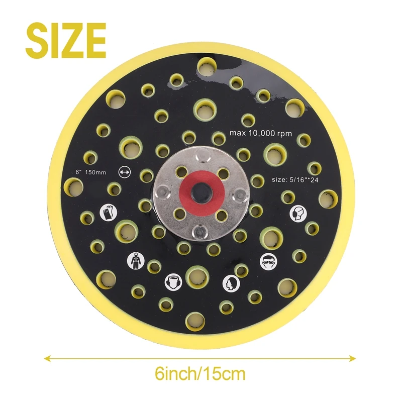 150Mm 5/16 Thread 52 Hole Medium Density Random Orbital Sander Hook & Loop Backing Pad Compatible With Mirka CEROS DEROS