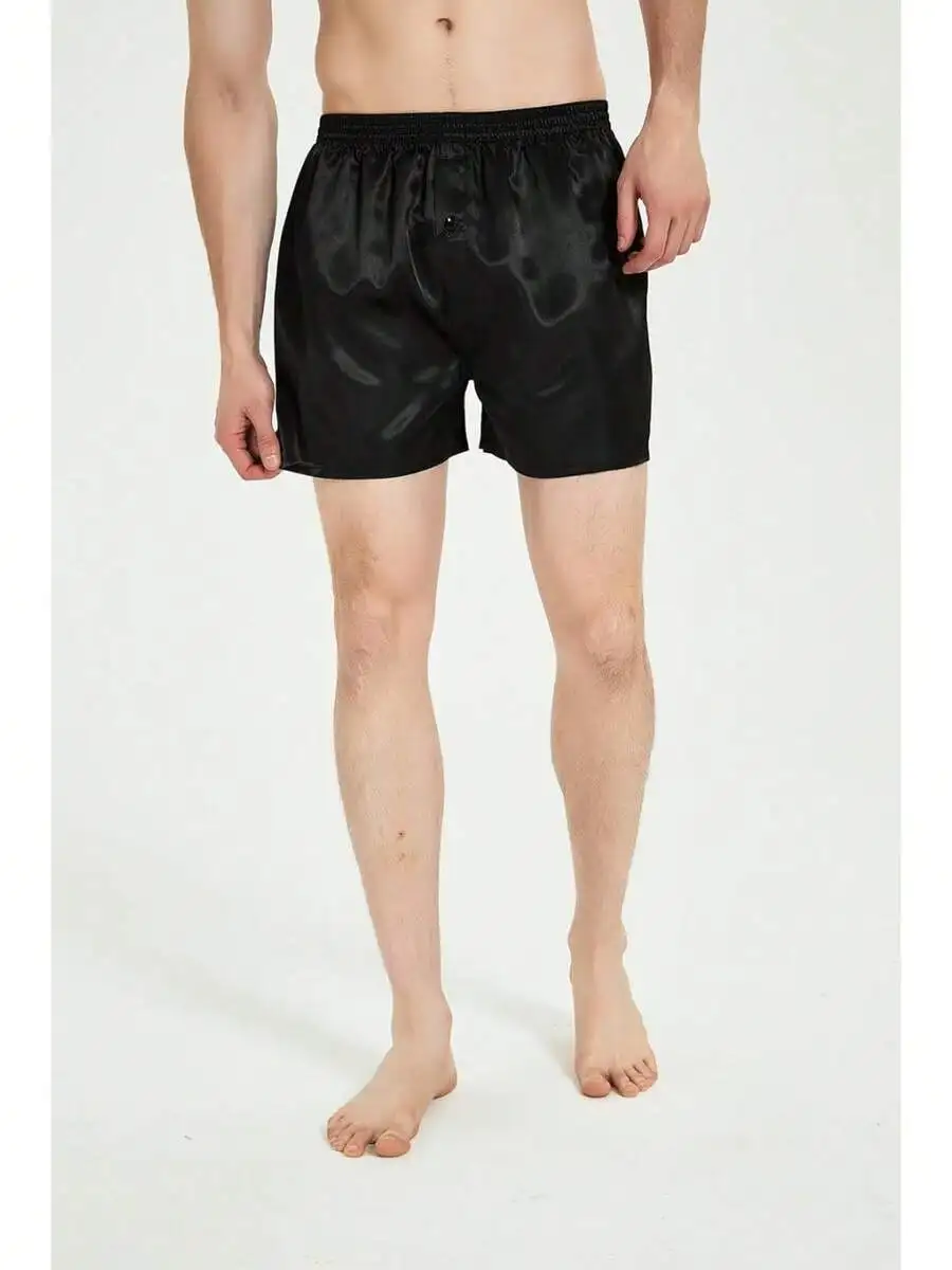 

Mens Satin Boxer Shorts With Button Fly Silk Feeling Sleep Underwear