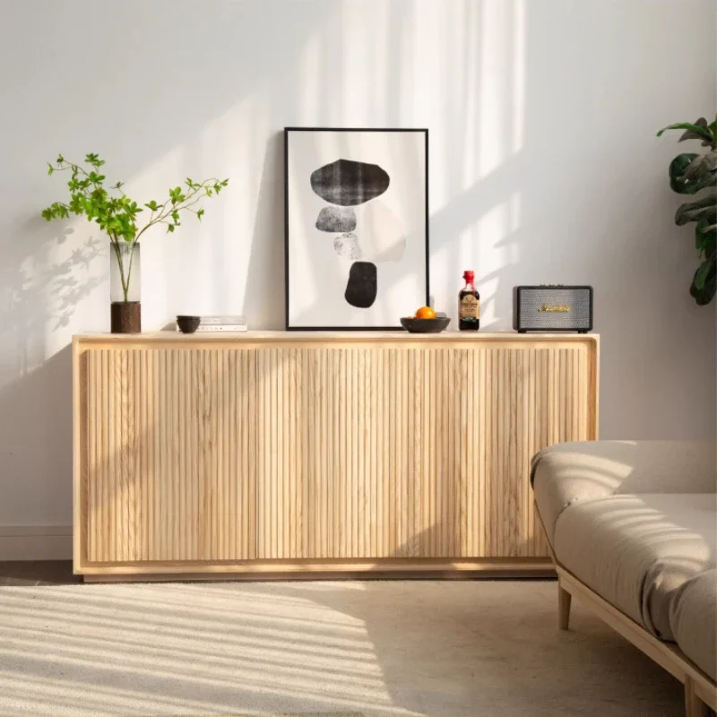 New Modern Nordic living room dining side cabinet Japanese-style log simple custom gate solid wood cabinet restaurant storage lo
