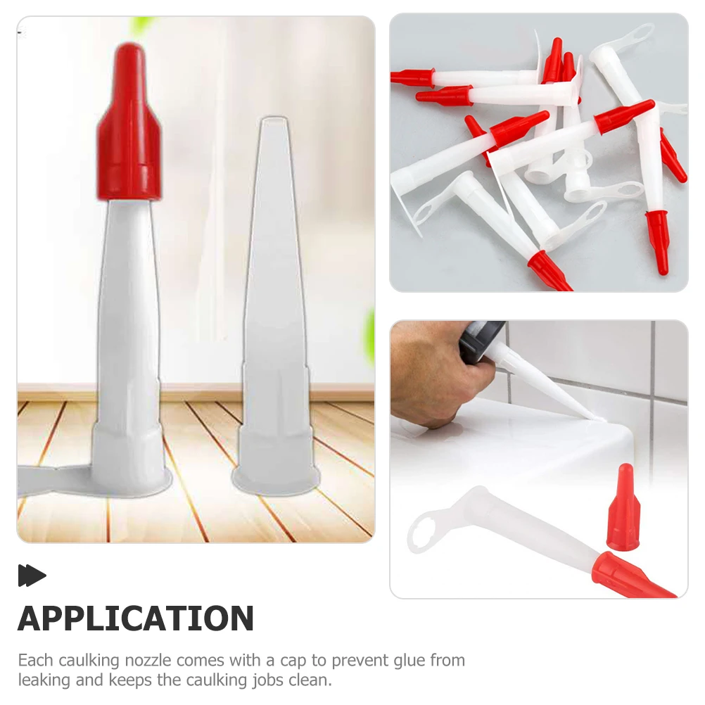 

10 Pcs Red Hat Glue Nozzle Plastic Caulking Tips Caps for Silicone Sealant DIY Lash Extension Kit Tool Portable Reusable