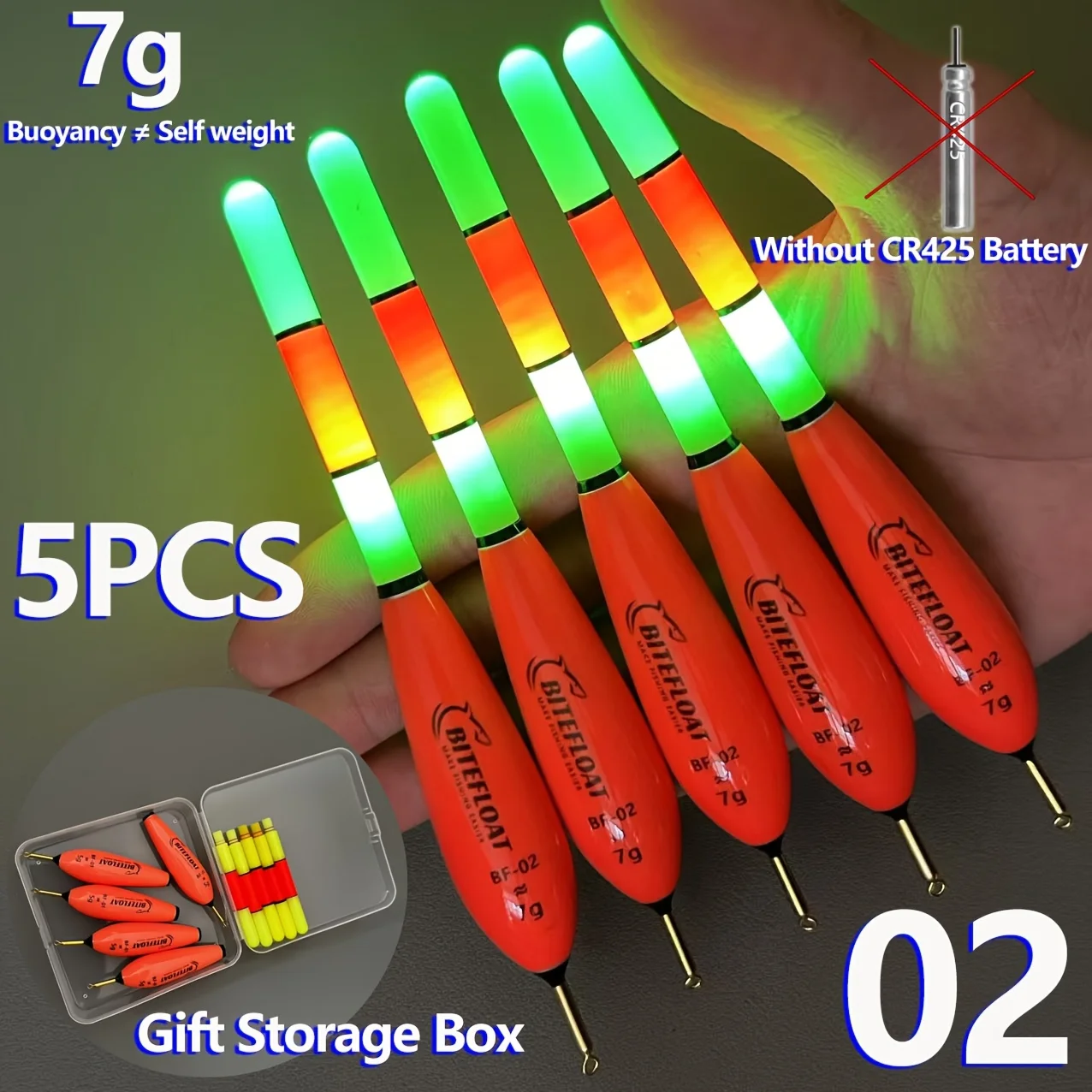 5-teiliges Set mit elektronischen Angelbojen und Nachtlichtern (ohne Batterien). Inklusive Aufbewahrungsbox, doppelter Verwendung, für weite Würfe, geeignet für Karpfenangeln in europäischen Gewässern. – Detail 5