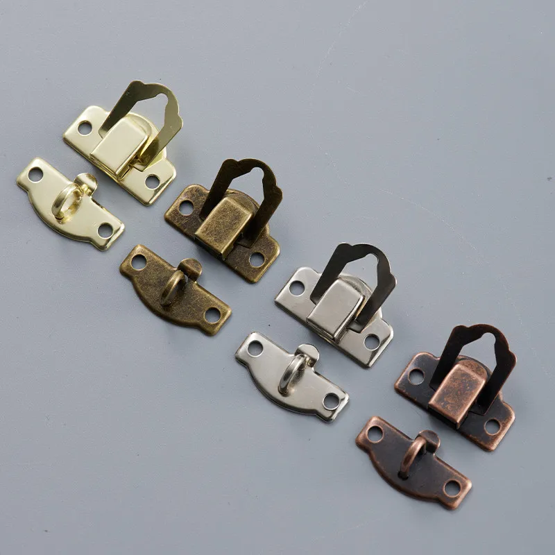 Vintage Iron Sheet Buckle Box Buckle Can Be Padlocked,Yuanbao Wooden Box,Thick Nose Lock,10Pcs