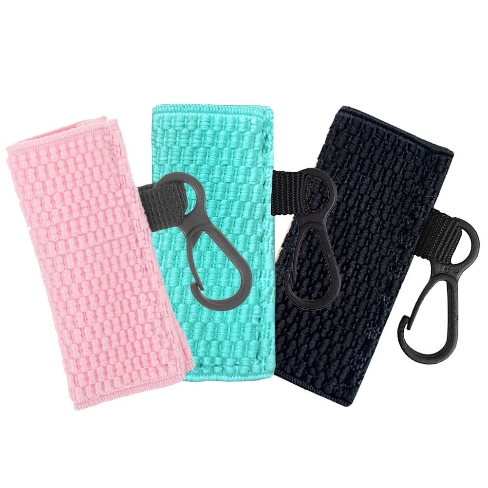 

3 pcs Lipstick Holder Knitted Portable Organizer Keychain Pink Black Sky Blue Lip Balm Case Gloss Pouch Travel Outdoor