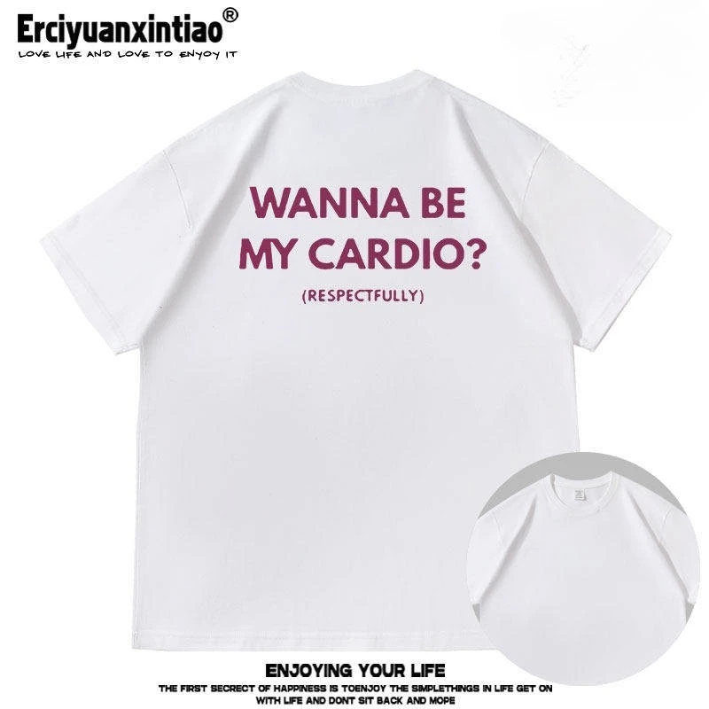 T-shirt à manches courtes style blazer Wanna Be My Cardio Fun English 260g pour hommes et femmes - Version été