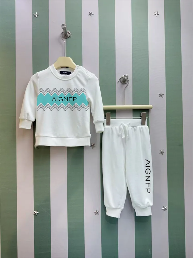 0-24 month Newborns Clothes winter Warm Soft Baby Boys sweatshirt Set fashion casual Wave letters pullover sweater Infant Outfit