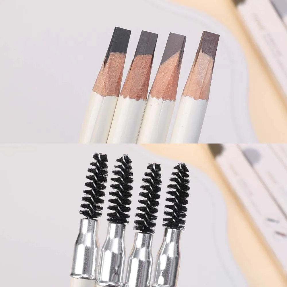 Double-Ended Microblading Eyebrow Pencil Waterproof Long Lasting Grayish Brown Eyebrow Pen Professional Eyes Makeup for Women