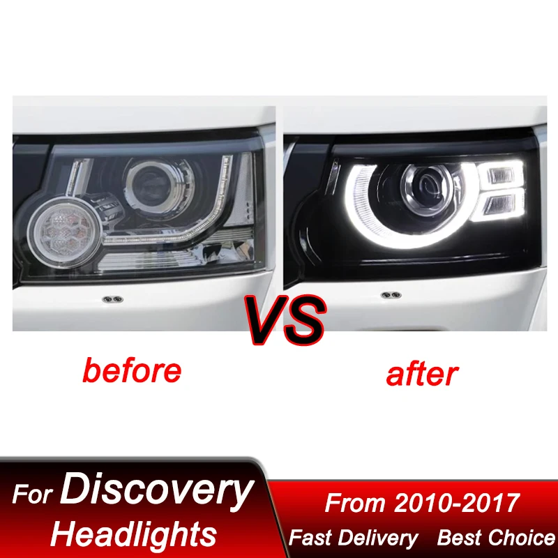 Car Headlights For Land Rover Discovery 4 10-17 Upgrade Defender style LED Headlamp Assembly Projector Lens Accessories Kit