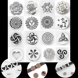 10Pcs Alloy Sun Seed Beads Flowers Slider Spacer Beads For 5mm/10mm/12mm/14mm Flat Leather Cord DIY Jewelry Making Accessories