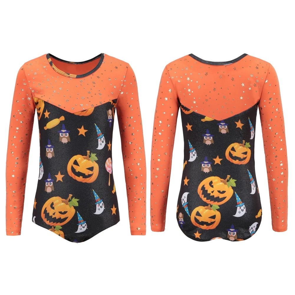 Long Sleeve 3 Sets Sparkly Tumbling Girls' Skin-tight Garment Christmas Gymnastics Halloween Clothing Girls Dancewear