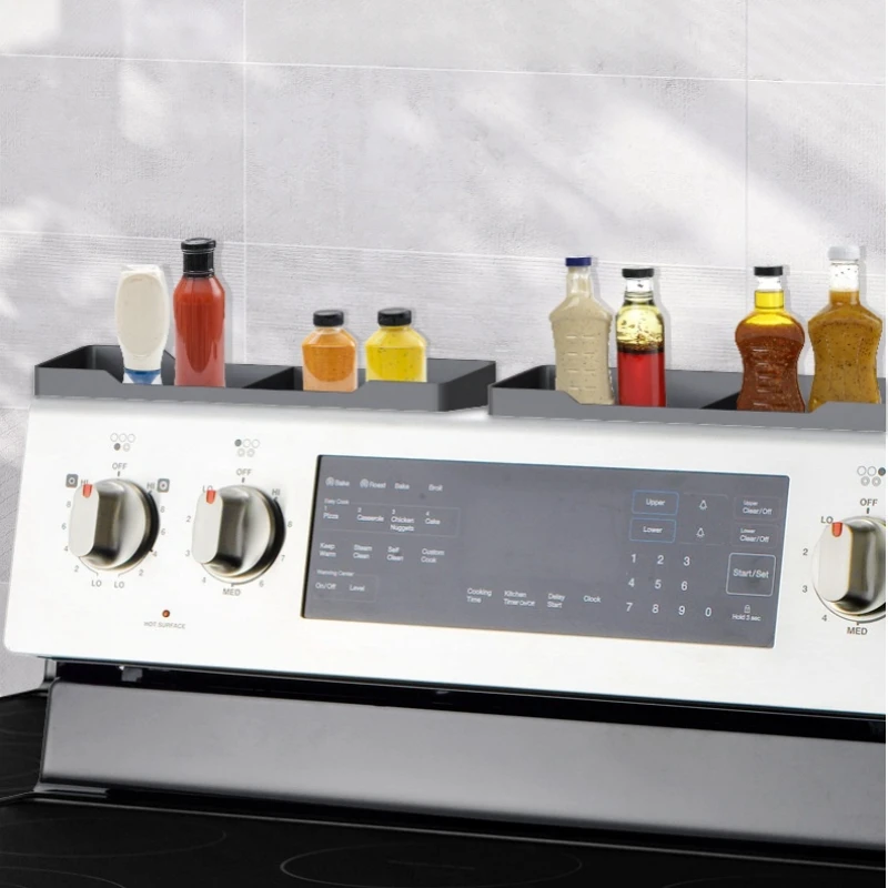 Spice Rack Magnetic Stove top Shelf Over the Stove Spice Rack for Kitchen Shelves Silicone Shelf Organizer Seasoning Organizer
