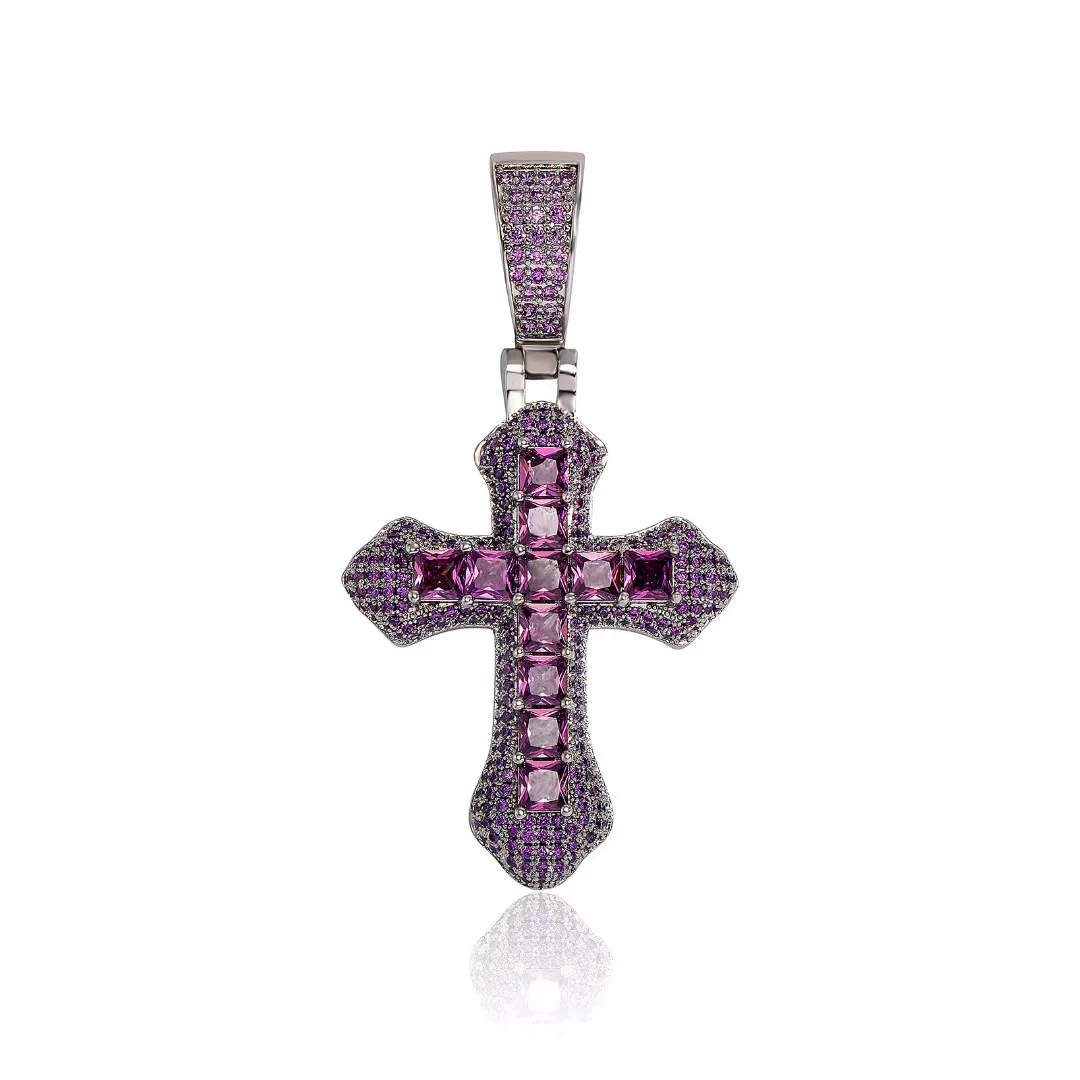 

Hip Hop Heavy Duty Cross Pendant Necklace for Men, 5A Zirconia Inlaid Copper Chain, Christmas Valentine Birthday Gift casual