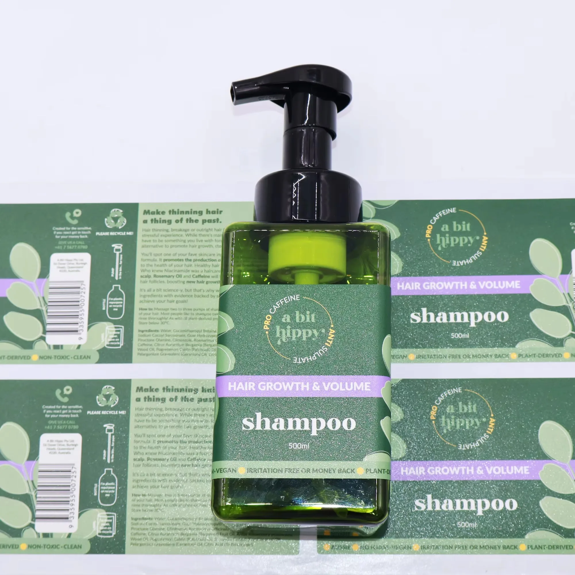 تسمية الفينيل المخصصة |   ملصق لفة مقاوم للماء |   تصميم خاص لزجاجات شامبو مستحضرات التجميل