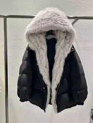 2024 novo inverno feminino puffer jaqueta solta quente parkas pele com capuz algodão acolchoado casaco feminino outwear